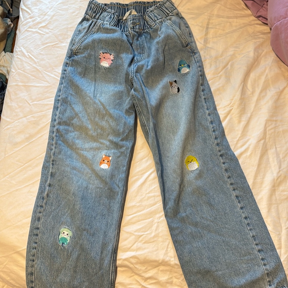 H&M size 10 girls wide leg Squishmallow jeans